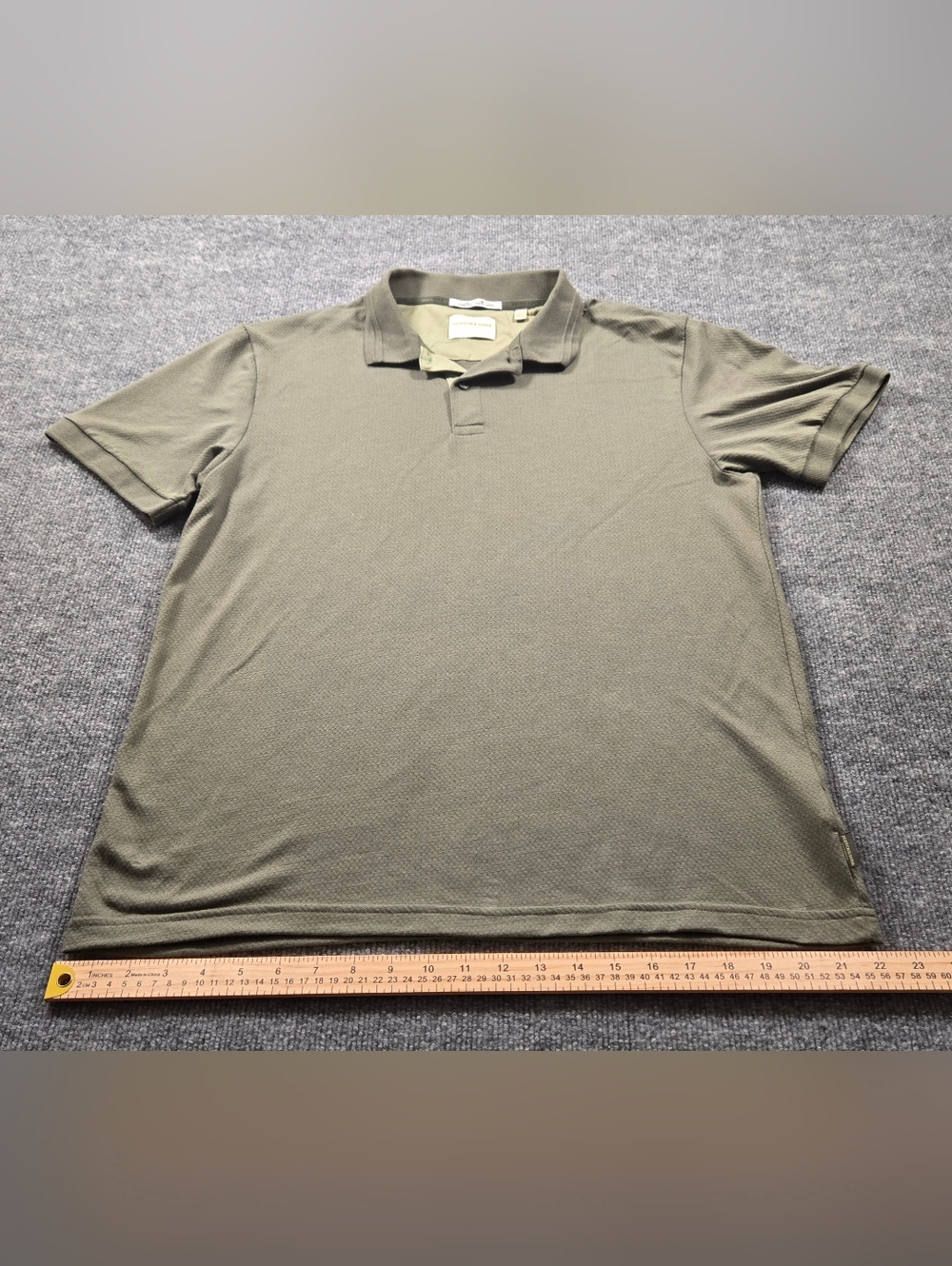 Scotch & Soda Amsterdam Olive Green/ Army Green Pique Knit Polo Shirt Large - Picture 2 of 8